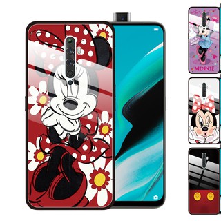 OPPO Reno4 Z 5G Reno2 F Z Reno 5 3 Pro Reno 10x Zoom 3 Youth Ace F11 Pro F9 กรณีโทรศัพท์กระจก ปกโทรศัพท์ Phone kaso ng Case Mini Mouse Mickey Tempered Glass Cover Anti-Scratch