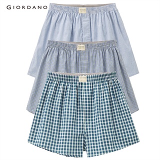 GIORDANO กางเกงบ๊อกเซอร์ ผ้าฝ้าย Mens Cotton boxers (3pcs/pack) 01179139