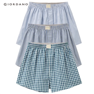 GIORDANO กางเกงบ๊อกเซอร์ ผ้าฝ้าย Mens Cotton boxers (3pcs/pack) 01179139