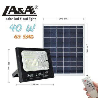 LA&amp;A Solar Light IP 67 รุ่น 40w (63 SMD)