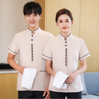 ยูนิฟอร์ม。ชุดพนักงานทำความสะอาด。 บริการทำความสะอาดบริการการทำงานโรงแรมร้านอาหารสถานที่ให้บริการฤดูร้อนชายและหญิงร้านอ