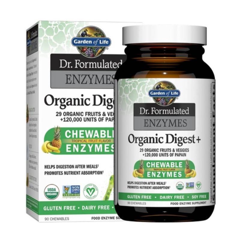 พร้อมส่ง Garden of Life Enzyme Organic Digest+, 90 Chewable Tablets