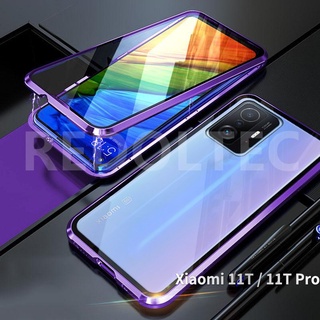 เคส Xiaomi 11T / 11T Pro 360 สองด้านด้านหน้าหลังกระจกแม่เหล็กดูดซับ เต็มร่างกายป้องกันแม่เหล็กฮาร์ดปกหลัง