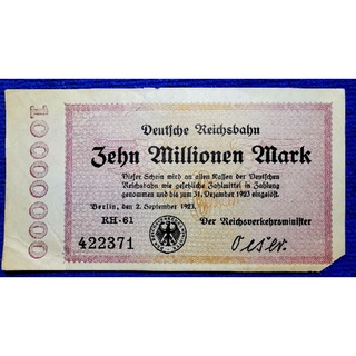 แบงก์​เยอรมัน​ Germany, 10,000,000 Mark, ใช้แล้ว, B370T