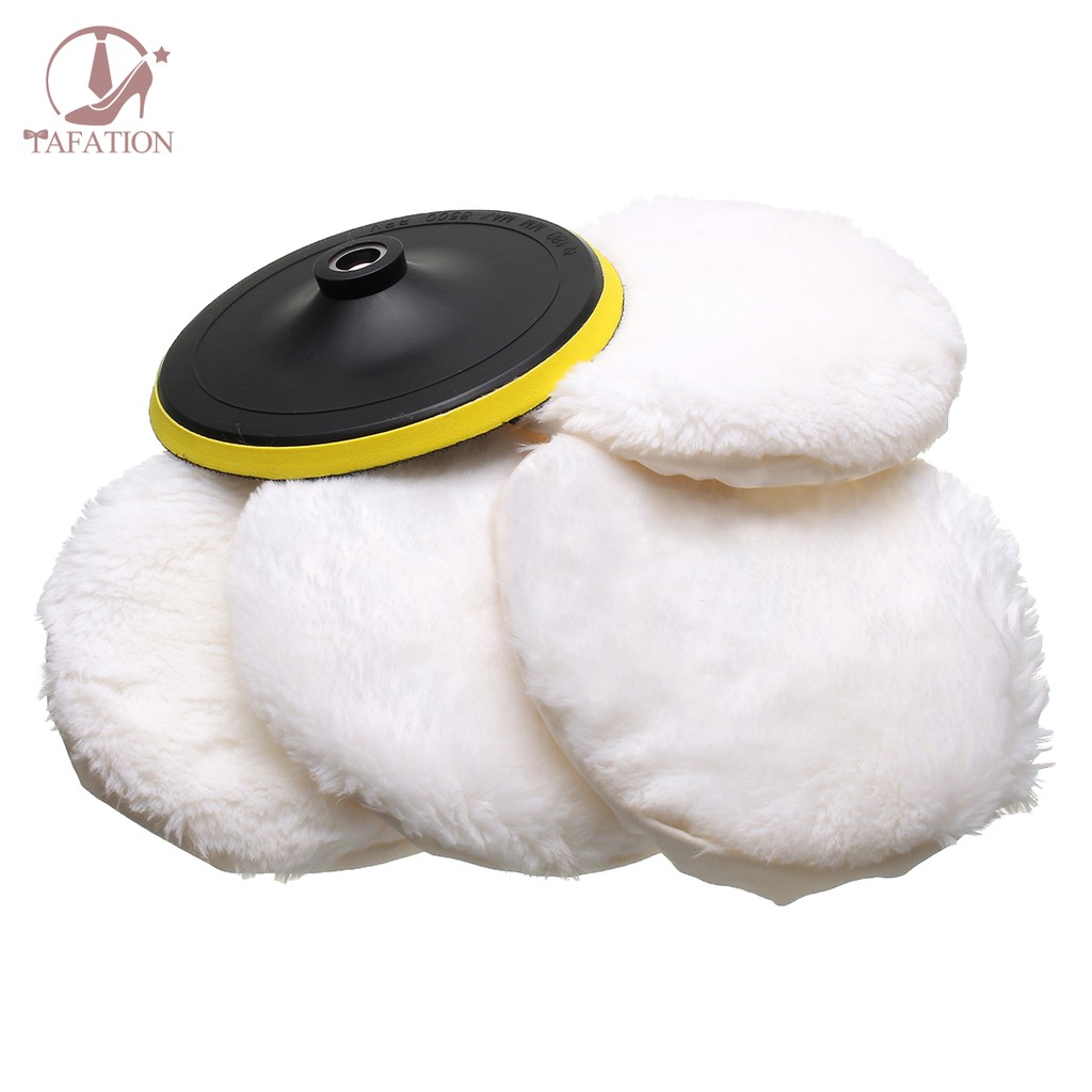 5Pcs Polisher/Buffer kit Soft Wool Bonnet Pad White:4 inch