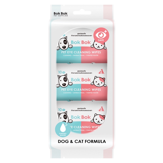 Bok Bok ทิชชู่เปียก เช็ดหน้าและรอบตา สูตรปลอดภัย สำหรับสุนัขและแมว