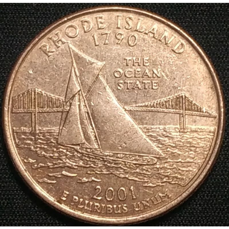 สหรัฐอเมริกา (USA), ปี 2001, 25 Cents รัฐโรดไอแลนด์ (Rhode Island),  ชุด 50 รัฐของอเมริกา