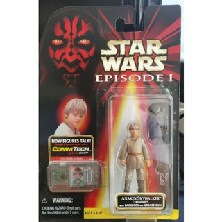 1998 Star Wars Episode I  Anakin Skywalker (Tatooine) W / baclpack &amp; - Grease Gun - commtech chip