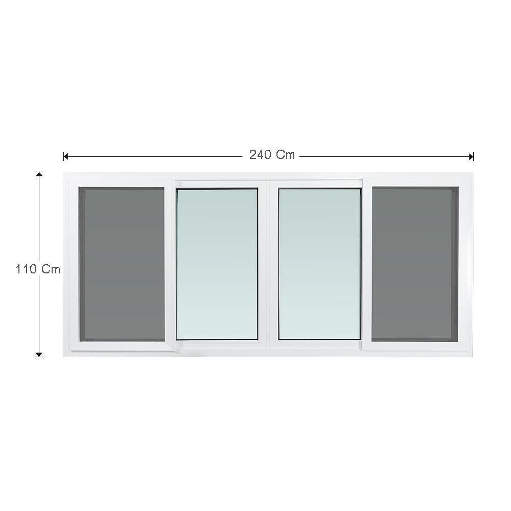 หน้าต่าง UPVC หน้าต่าง UPVC S-S-S-S+มุ้ง AZLE 240x110 ซม. สีขาว หน้าต่าง วงกบ ประตู หน้าต่าง UPVC SLIDING WINDOW S-S-S-S
