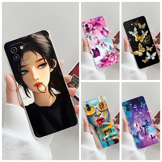 เคสโทรศัพท์ ซิลิโคนนิ่ม แบบใส กันกระแทก ลายผีเสื้อ แฟชั่น สําหรับ Samsung Galaxy A03 A 03 SM-A035F