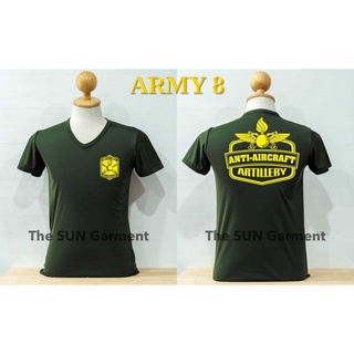 เสื้อรองในทหาร เสื้อยืด แขนสั้น-คอวี ผ้านาโน ARMY 8