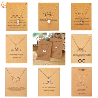 IFME Simple Colorful Butterfly Necklace Gold Chain Card Friend Gift Women Fashion Jewelry Accessories