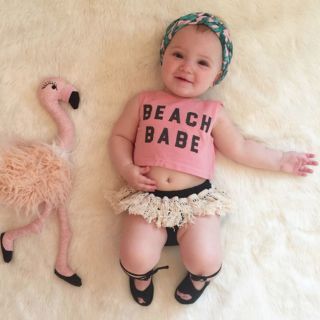 ชุดเด็ก เซ็ตเสื้อครอป+กางเกง beach baby