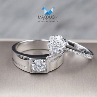 Madduckjewels แหวนเงินแท้ เพชร CZ ชุบโรเดียม RG1716-RG1913