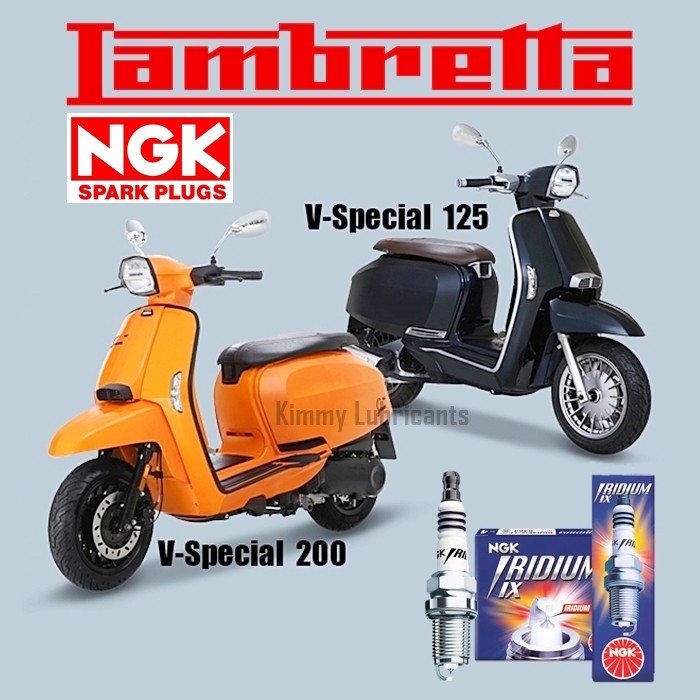 หัวเทียนเข็ม NGK Iridium IX สำหรับ Lambretta v200 Special และ v125 Special (ราคาต่อ 1 หัว)