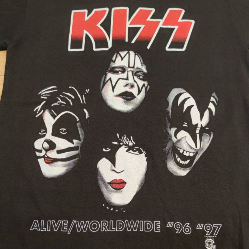 KISS ฟอกไบโอ เสื้อวินเทจ เสื้อทัวร์วงร๊อค ป้าย USA  heavy vintage shirt