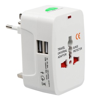 ปลั้กไฟ หลายขา USB 2ช่อง ปลั้กไฟทั่วโลก Electric Plug Socket Adapter International Travel Universal USB Converter Socket