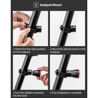 【TH Delivery】ROCKBROS ipx 6 จักรยานกันน้ำไฟ LED ไฟท้ายพร้อมเบรกรับประกันแสงหลายโหมดไฟขี่
