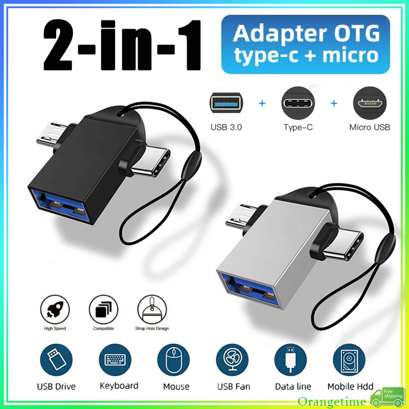【จัดส่งรวดเร็ว】2 In 1 อะแดปเตอร์แปลง Micro Usb Type C OTG Usb C 3.0 สําหรับโทรศัพท์มือถือ แท็บเล็ต เมาส์ แฟลชดิสก์