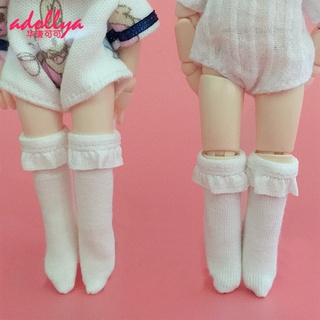 Adollya BJD ถุงเท้าข้อสั้น ผ้าลูกไม้ สีขาว สําหรับตุ๊กตา 1/12 BJD