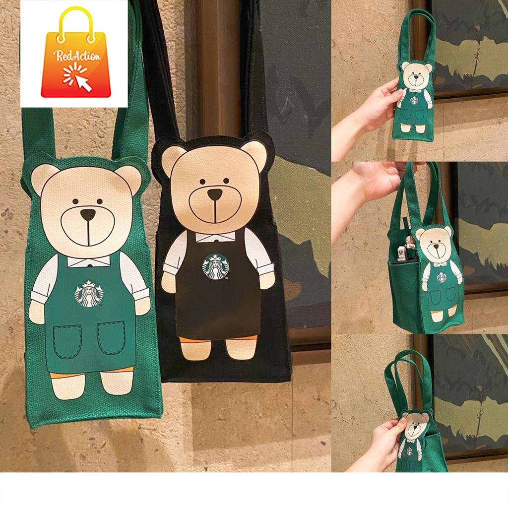 Valentine Starbucks Green Black Red Apron Bearista Cup Bag Student Office Lady Birthday Ins
