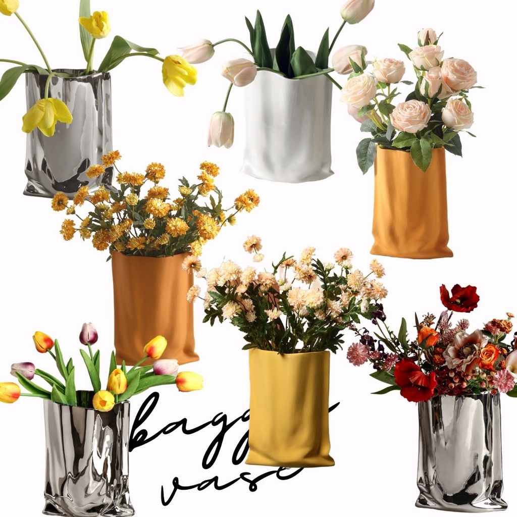 แจกันเซรามิค BAGGIE VASE พร้อมดอกไม้ /comfyhomie/