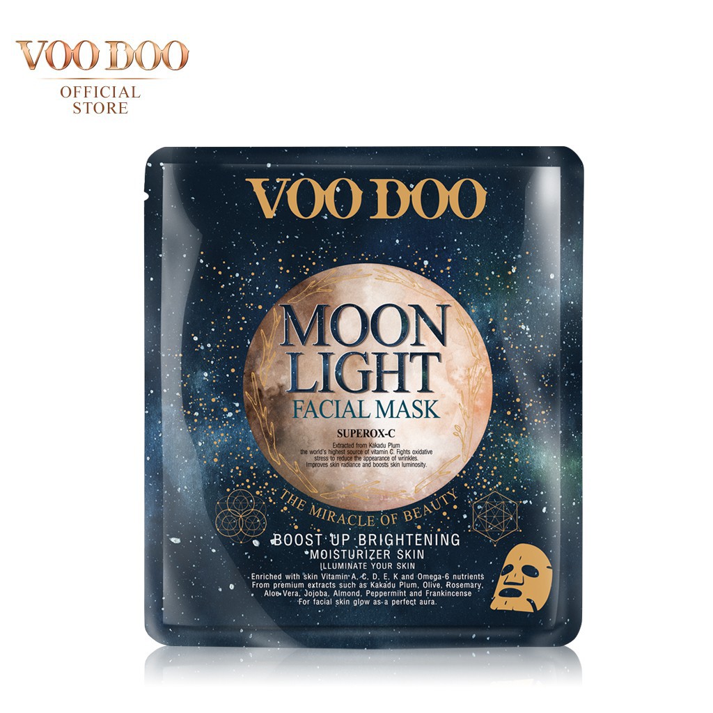 VOODOO MOONLIGHT FACIAL MASK มาสก์เซรั่มเข้มข้น ให้ผิวขาวเปล่งประกายมีออร่า 1 แผ่น