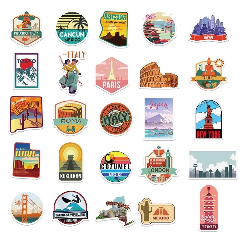 สติ๊กเกอร์ Travel 115 ท่องเที่ยว 50 ชิ้น เดินทาง แคมป์ปิ้ง thumbnail 7