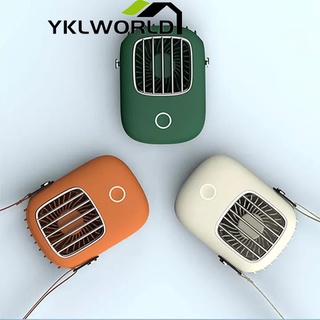 YKLWORLD มินิ พัดลมพกพา แบบคล้องคอ พัดลมมือถือ พัดลมพกพาแบบชารจ์จ USB พัดลมห้อยคอ พัดลมขนาดเล็ก 3 ระดั