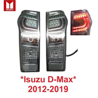 ฝาดำ ไฟท้าย LED ISUZU D-MAX DMAX 2012 - 2019 อีซูซุ ดีแม็กซ์ ไฟหลัง ไฟท้ายรถยนต์ ไฟแต่ง ไฟรถยนต์ SMOKED ALTEZZA