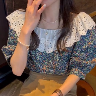 Suxi เสื้อเชิ้ต คอกลม ทรงหลวม เข้ารูป ลายดอกไม้ สไตล์วินเทจ แฟชั่นฤดูร้อน สําหรับผู้หญิง