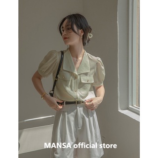 MANSA korean solid color shirt เสื้อเชิ้ตแขนสั้นเกาหลี เสื้อเชิ้ตสีพื้น เสื้อโอเวอร์ไซส์ผู้หญิง