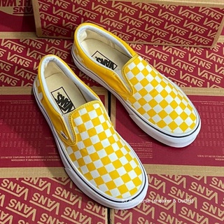 🚩  Slip On Checkerboard Yellow/True White สลิปออนตารางหมากรุก สินค้าพร้อมกล่อง มีเก็บปลายทาง