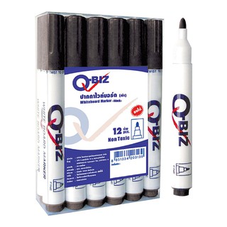 คิวบิซ ปากกาไวท์บอร์ด สีดำ แพ็ค 12 ด้าม Qbiz Black Whiteboard Marker 12 / Pack.