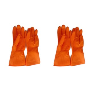 Eagle One Orange Rubber Gloves ถุงมือยาง Size L 2คู่ (สีส้ม)