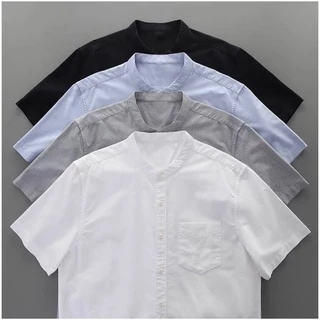 เสื้อเชิ้ตผู้ชายคอจีนแขนสั้น ผ้าOxford ทำงาน