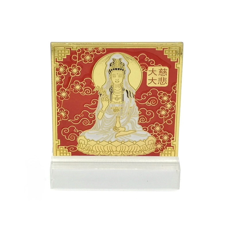 Kuan Yin On Om Mani Padme Hum Mantra Mini Feng Shui Plaque - Kwan Yin, Guanyin, Kuanyin, Goddess of 