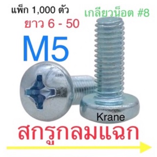 สกรู JP หัวกลมแฉก M5 แพ็ก 1,000 ตัว