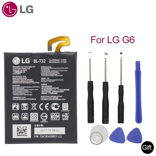 LG Original เปลี่ยนแบตเตอรี่ BL-T32 สำหรับ LG G6 G600L G600S G600K G600V H871 H872 H873 LS993 US997 