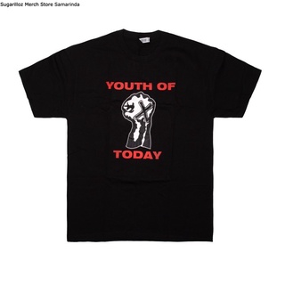 คอลูกเรือเสื้อยืดคอกลมเสื้อยืด - Youth Of Today - Positive Outlook - Mผ้าฝ้ายแท้