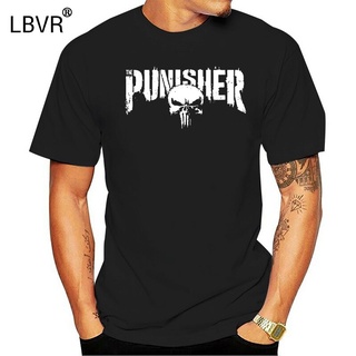 เสื้อยืดแขนสั้น ผ้าฝ้าย 100% พิมพ์ลายหัวกะโหลก The Punisher สําหรับผู้ชายS-5XL