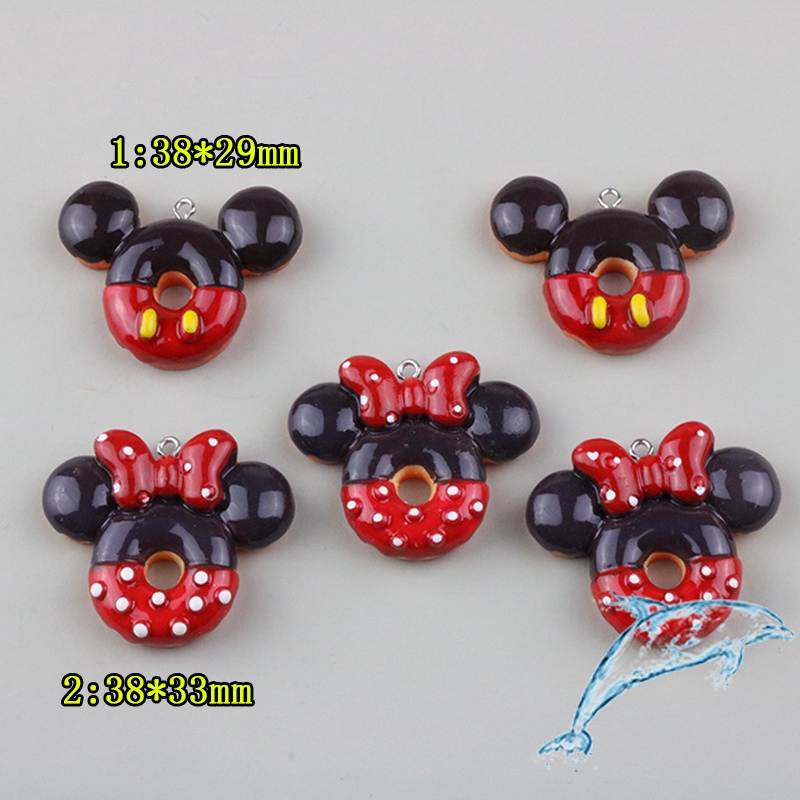 จี้เรซิ่น รูปมิกกี้ มินนี่ โดนัท แฮนด์เมด diy สําหรับทําเครื่องประดับ ต่างหู พวงกุญแจ กระเป๋า