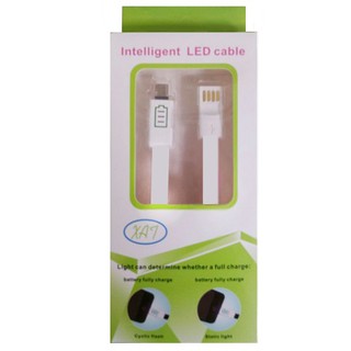 สาย USB Micro Charge and Data Cable สายแบน คละสี รูปแบตมีไฟ#1M *CN !