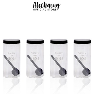 Alechaung กระปุกพลาติกใส 4 ชิ้น กระปุกใส่อาหาร 1000ml โหลพลาสติกใส storage box ขวดโหลพลาสติก กระปุกใส่ผงชา Plastic jars