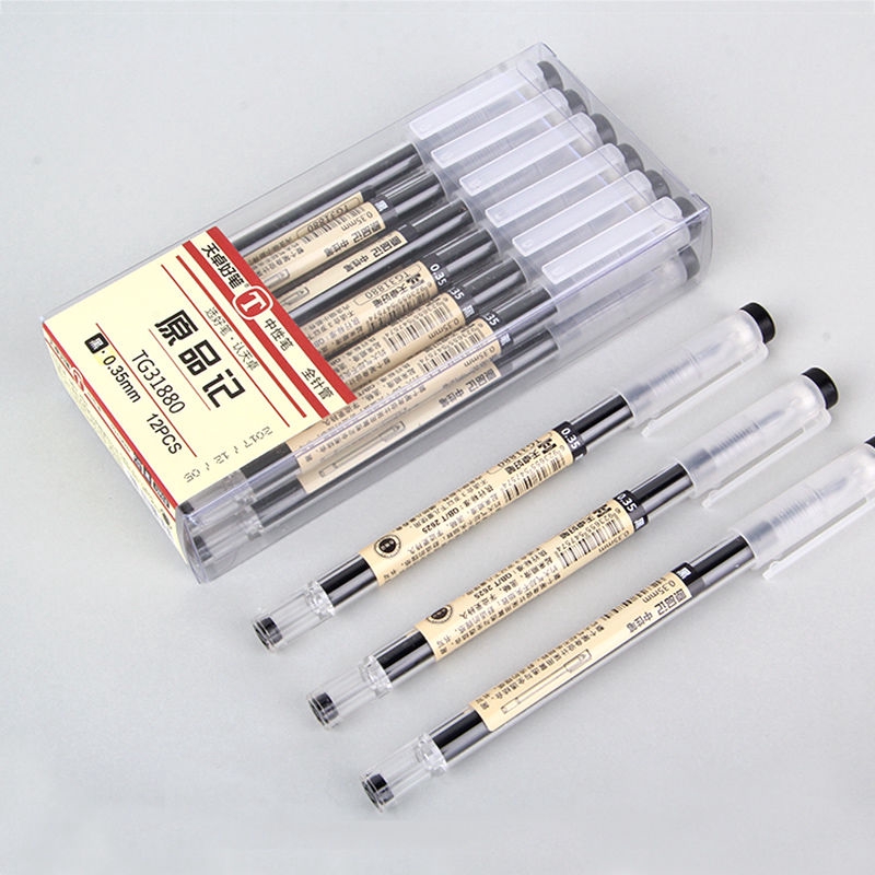 (พร้อมส่ง) ชุดปากกาหมึกเจล สีดํา น้ําเงิน แดง 0.35 มม. 12 ชิ้น ต่อชุด