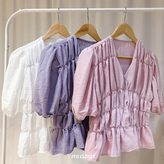 เสื้อแขนตุ๊กตา สีพาสเทลน่ารักแบบเกาหลีๆ