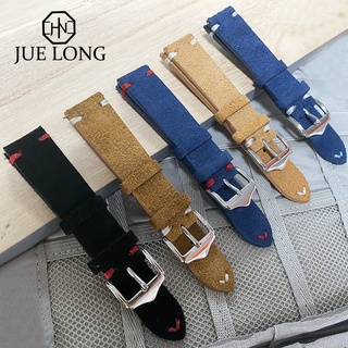 Suede Leather Vintage Watch Straps Blue Black Khaki Green Coffee Brown Watchbands 20mm 22mm