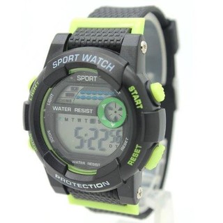 Sport Watch นาฬิกาข้อมือชาย-หญิงและเด็ก สายยางดำ คาดเขียว ระบบ Digital SW-A05