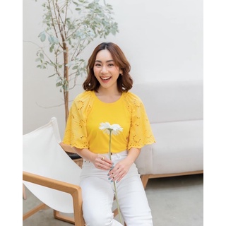 ใหม่ เสื้อยืดแขนระบายลูกไม้cotton100%ญี่ปุ่น(มีเชิงลูกไม้ที่ปลายแขน ใส่แล้วน่ารักดูดี) ใส่ไปทำบุญ ไปเที่ยว ไปทำงานได้หมด
