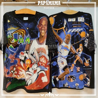 [ SPACE JAM ] Michael Jordan Vintage Promo Shirt  OVP All Over Print เสื้อหนัง การ์ตูน สเปซแจม จอร์แดน papamama vintage